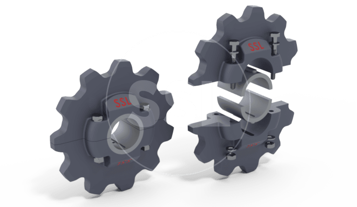 Detailed view of two interlocking gears, highlighting their different sizes and numbers of teeth.