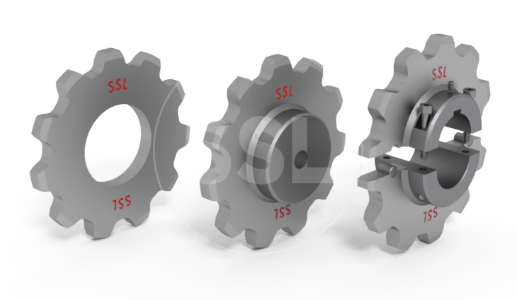 Three-dimensional rendering of metallic gears, showcasing their varying dimensions and meshing teeth.
