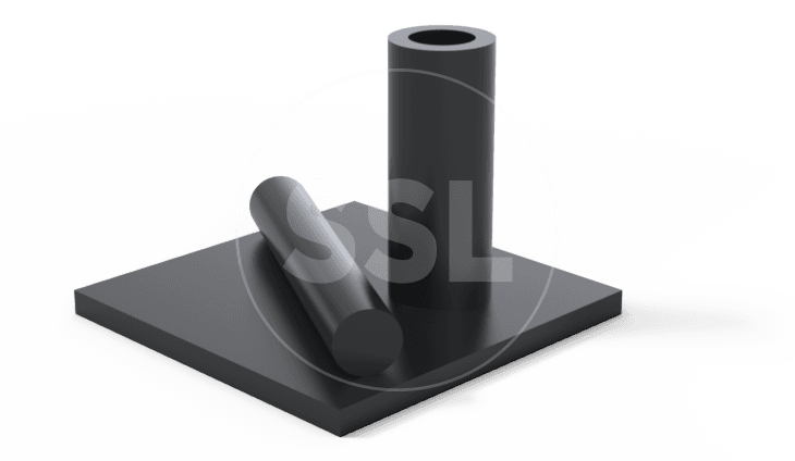 Example of black rod, tube and sheet ABS plastic availabe at Supply Services.