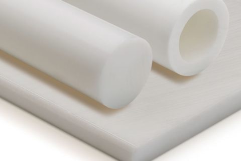 White acetal sheeting and rods.
