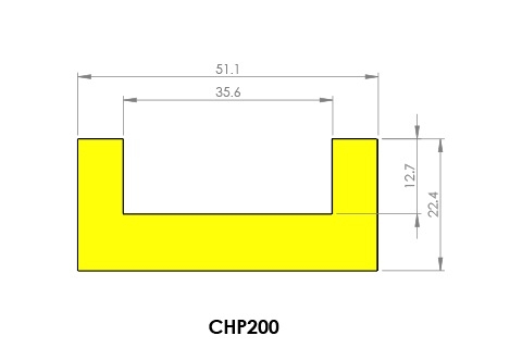 Diagram of a Chanex chain guide profile CHP200/SC