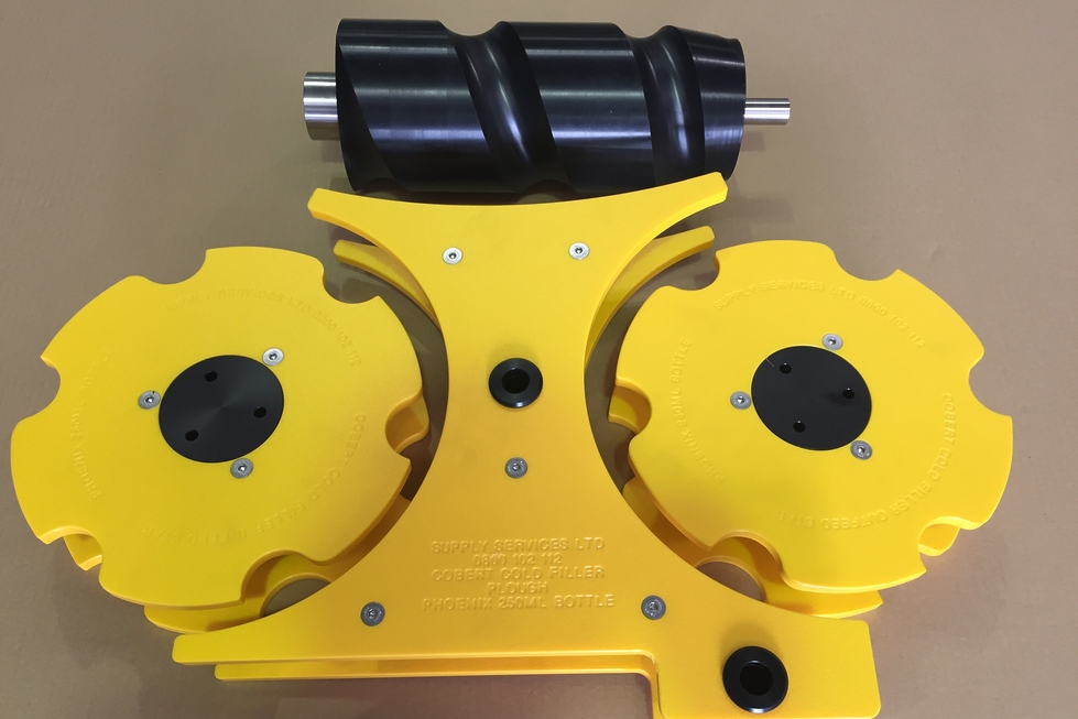 Change-parts manufactured for a bottle filling machine.