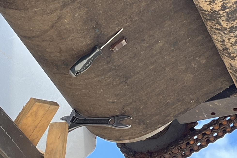 Ferrous material picked up from the magnetic head pulley within a conveyor belt.